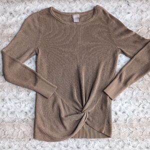 Chicos Knot Front Shimmery Sweater